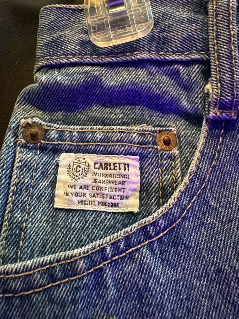Vintage Carletti High-Waist Studded Denim Shorts - Blue - Picture 3 of 5